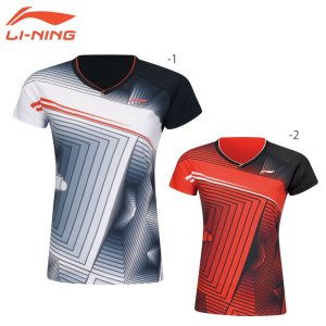 画像1: LI-NING　レディースゲームシャツ　レッド　Sサイズ/AAYR378 (1)